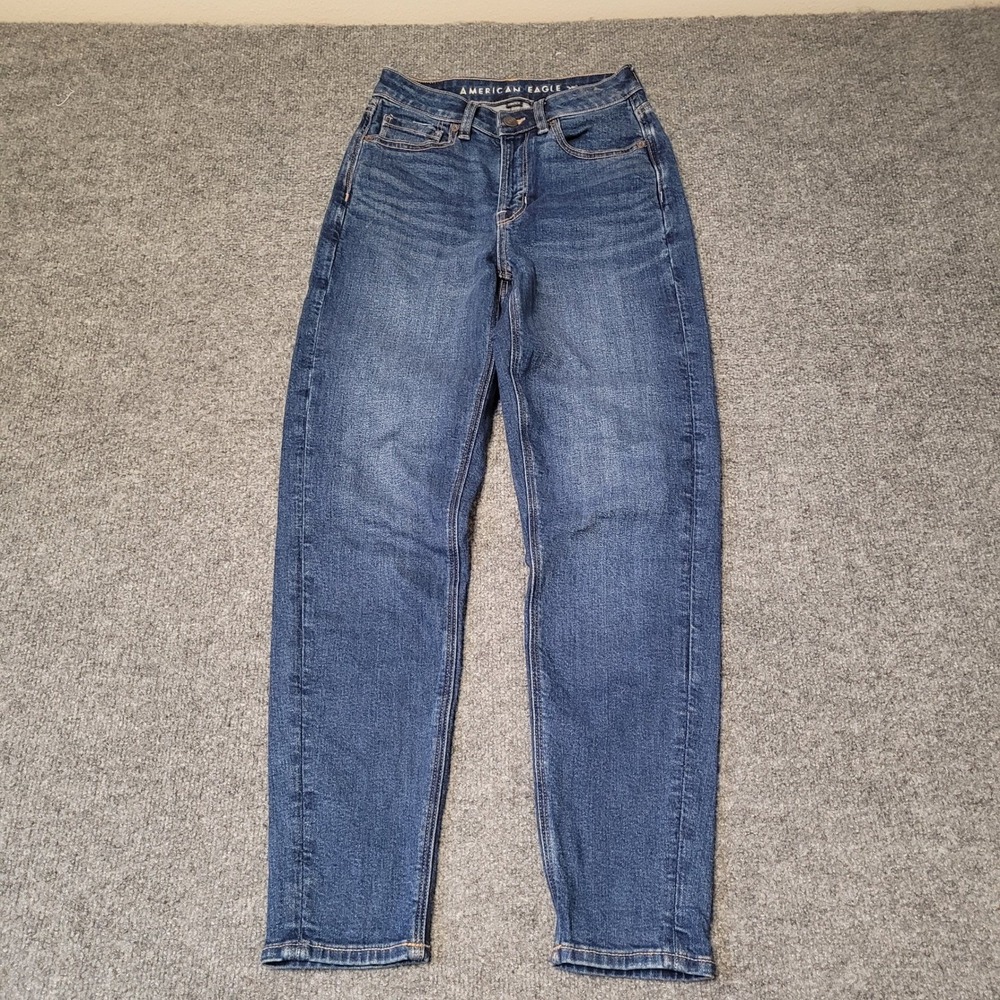 American Eagle Jeans Womens Size 0 Blue Mom Stretch High Waisted Medium Wash